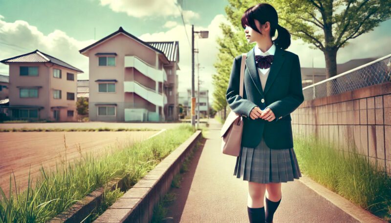 中学生の登校風景