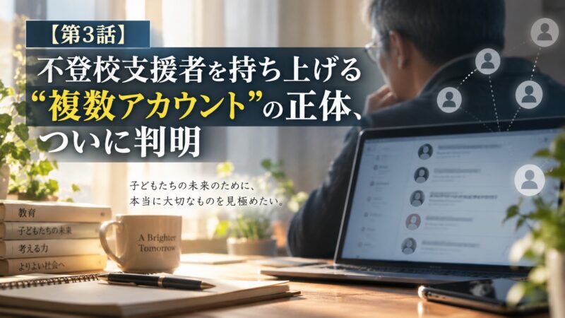 【第3話】不登校支援者を持ち上げる“複数アカウント”の正体